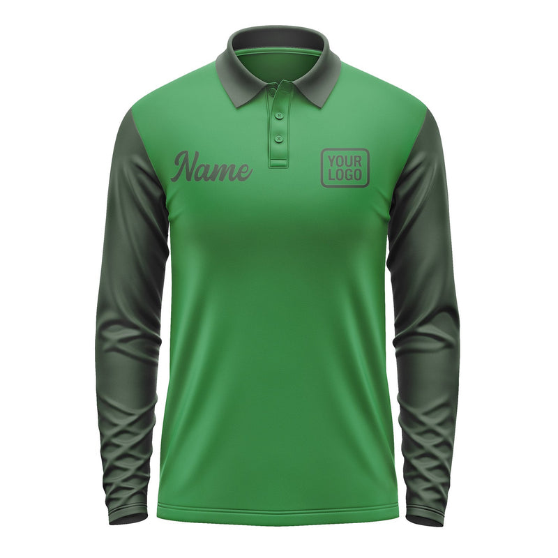 Custom Emerald Green Dark Green Long Sleeve Polo Shirt Pl240606B106