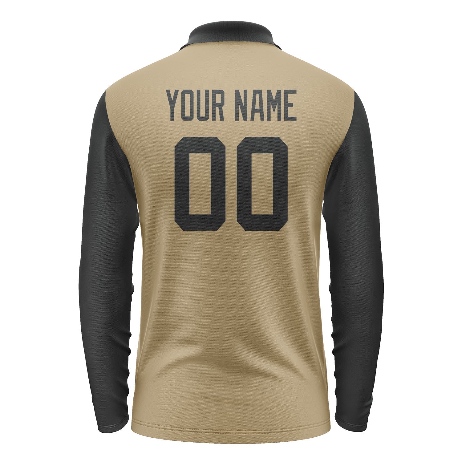 Custom Light Khaki Black Long Sleeve Polo Shirt Pl251717B117