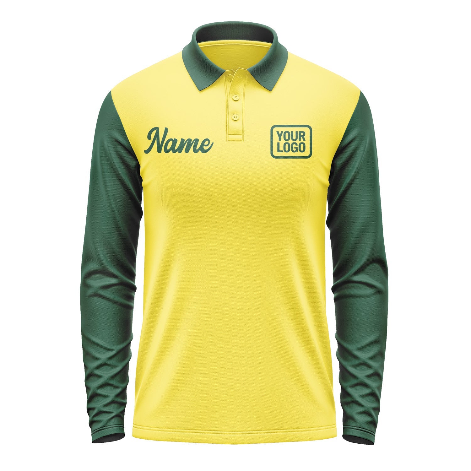 Custom Light Yellow Green Long Sleeve Polo Shirt Pl260505B105