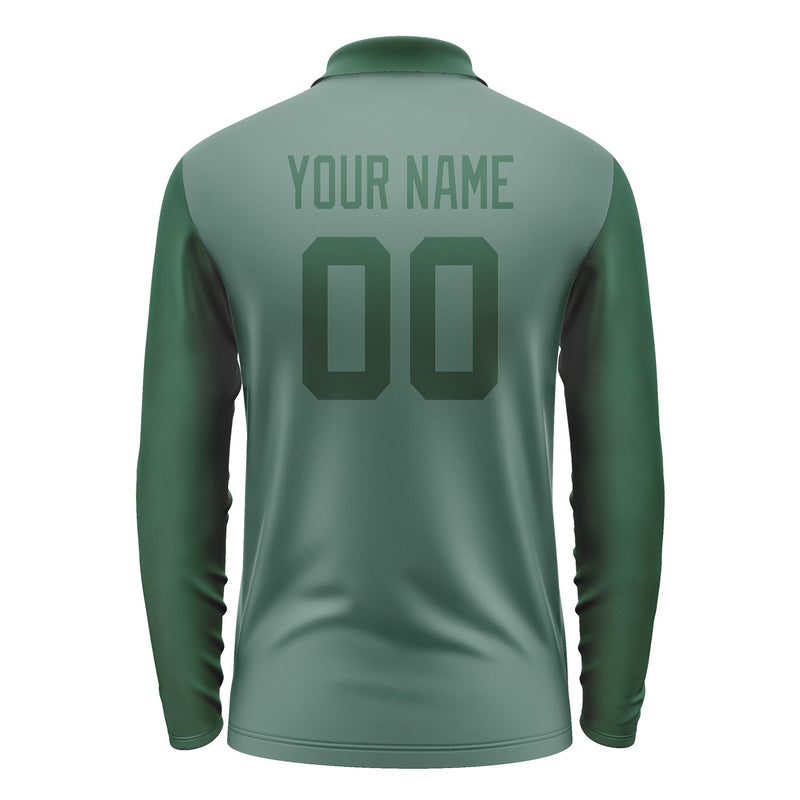 Custom Blue Green Green Long Sleeve Polo Shirt Pl270505B105