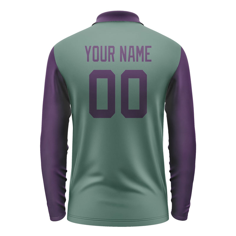 Custom Blue Green Purple Long Sleeve Polo Shirt Pl270707B107