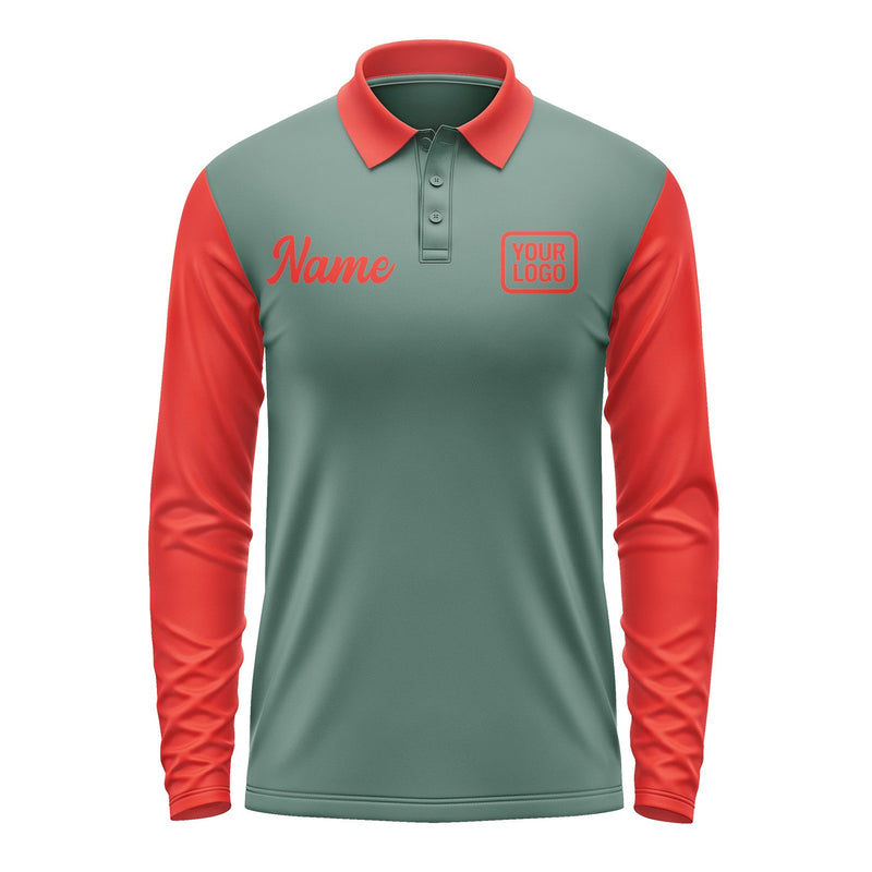 Custom Blue Green Orange Red Long Sleeve Polo Shirt Pl271212B112