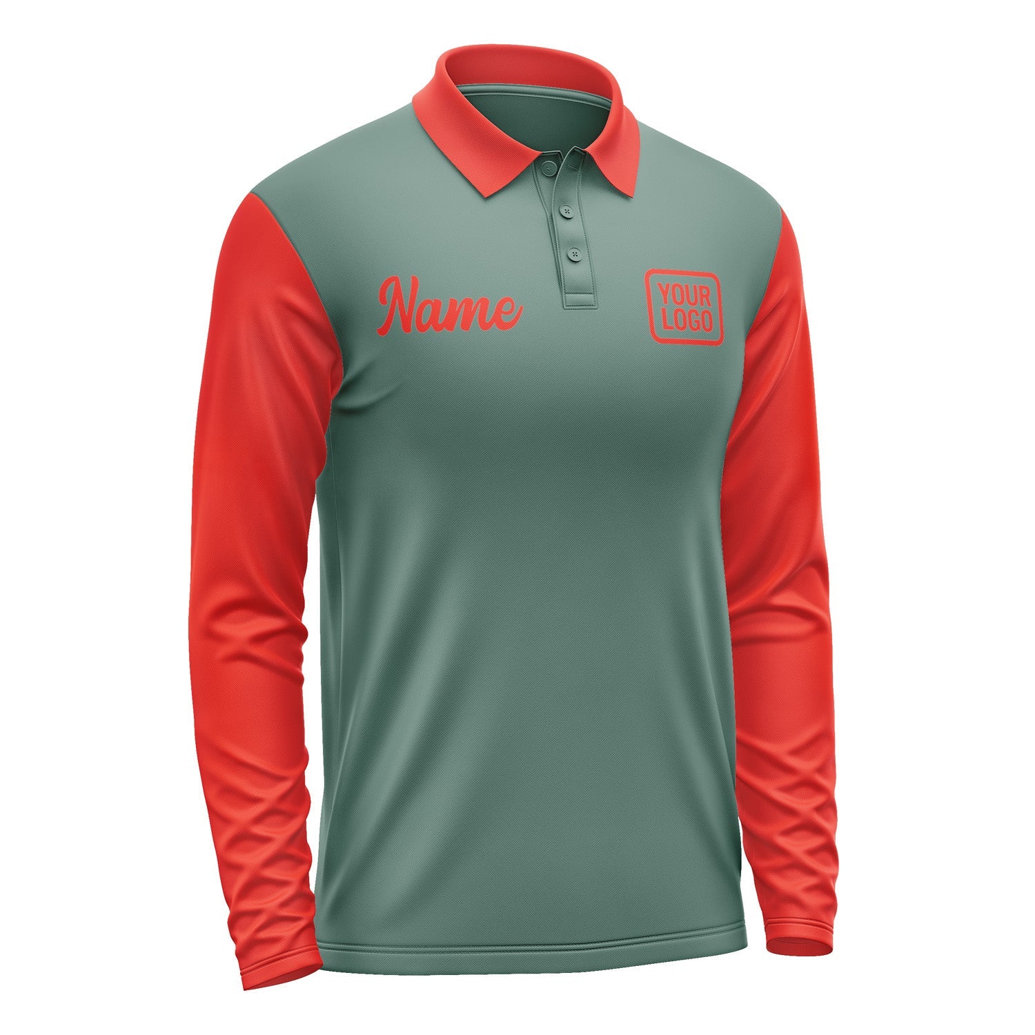Custom Blue Green Orange Red Long Sleeve Polo Shirt Pl271212B112