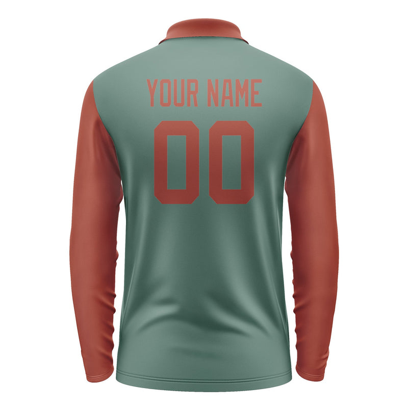 Custom Blue Green Coral Red Long Sleeve Polo Shirt Pl271616B116
