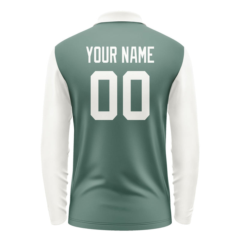 Custom Blue Green White Long Sleeve Polo Shirt Pl271818B118