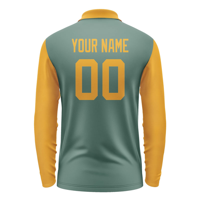 Custom Blue Green Yellow Long Sleeve Polo Shirt Pl271919B119