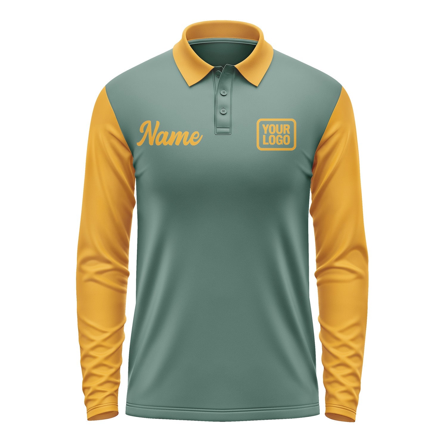 Custom Blue Green Yellow Long Sleeve Polo Shirt Pl271919B119