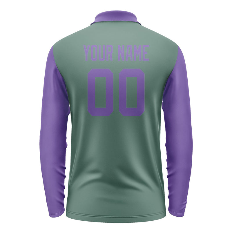 Custom Blue Green Light Purple Long Sleeve Polo Shirt Pl272323B123