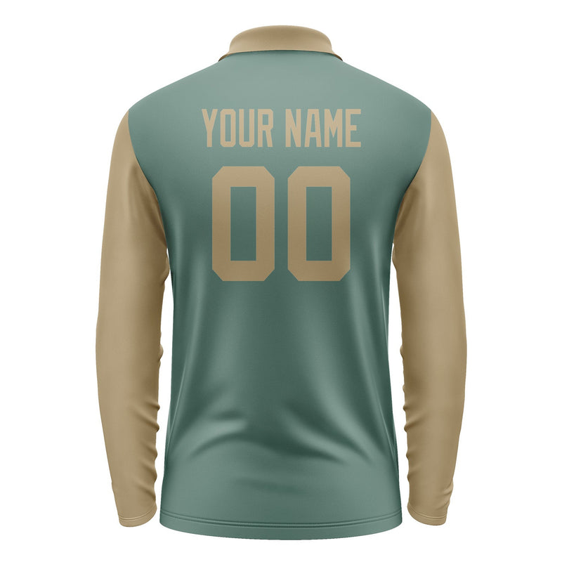 Custom Blue Green Light Khaki Long Sleeve Polo Shirt Pl272525B125