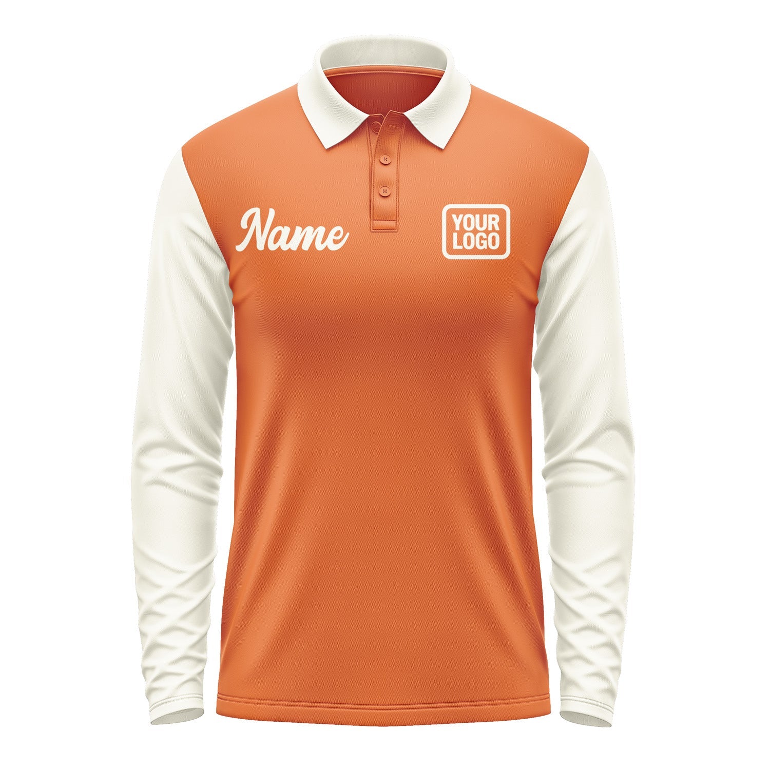 Custom Orange Cream Long Sleeve Polo Shirt Pl280303B103