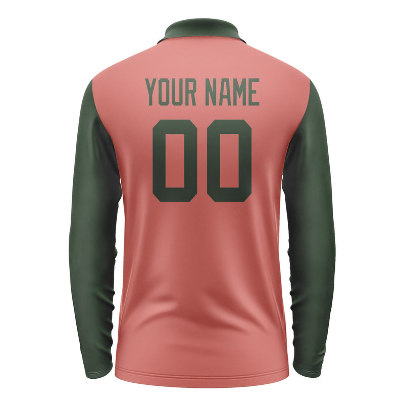 Custom Copper Rose Dark Green Long Sleeve Polo Shirt Pl290606B106