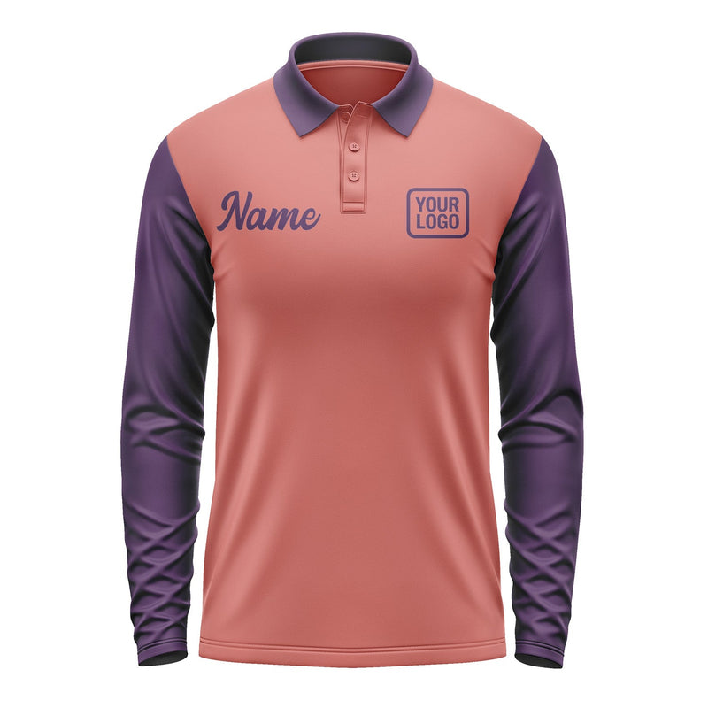 Custom Copper Rose Purple Long Sleeve Polo Shirt Pl290707B107
