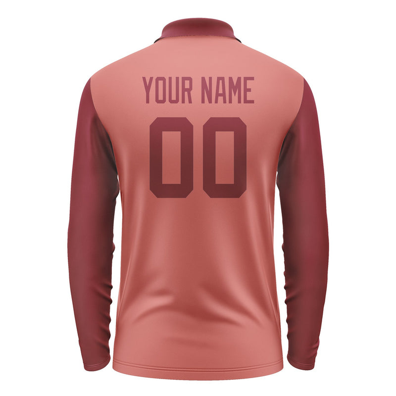 Custom Copper Rose Crimson Red Long Sleeve Polo Shirt Pl291515B115