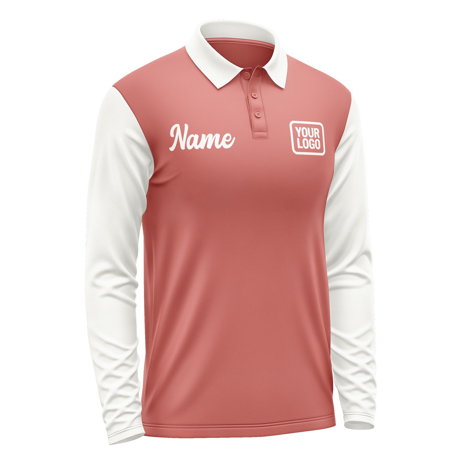 Custom Copper Rose White Long Sleeve Polo Shirt Pl291818B118