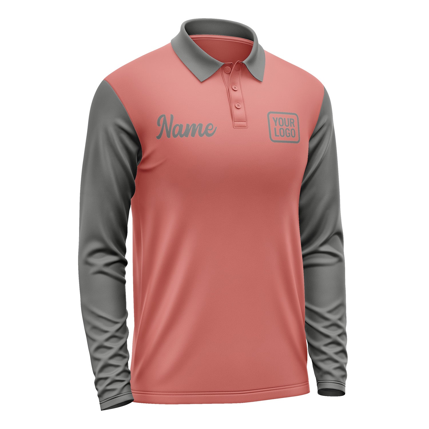 Custom Copper Rose Dark Grey Long Sleeve Polo Shirt Pl292020B120
