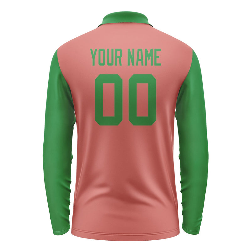 Custom Copper Rose Emerald Green Long Sleeve Polo Shirt Pl292424B124
