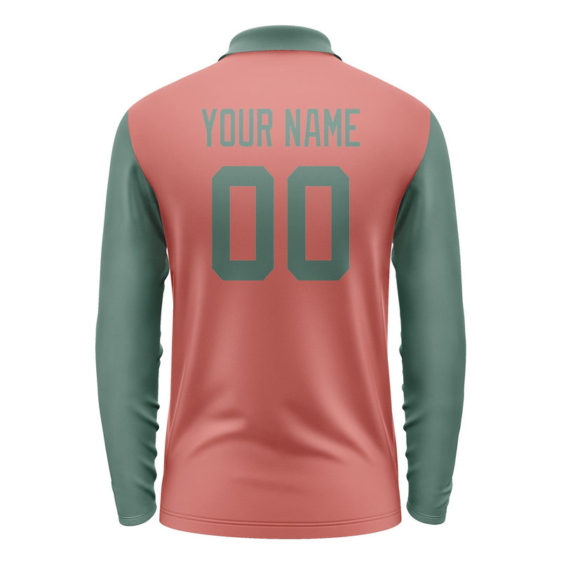 Custom Copper Rose Blue Green Long Sleeve Polo Shirt Pl292727B127