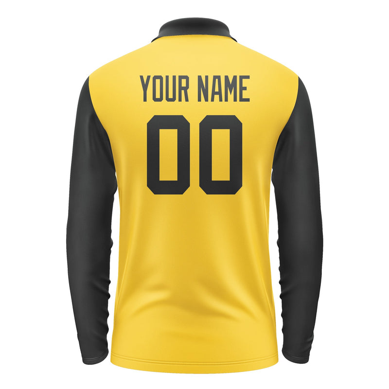 Custom Gold Black Long Sleeve Polo Shirt Pl301717B117