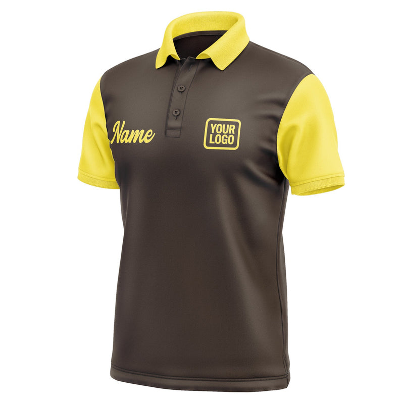 Custom Brown Light Yellow Short-Sleeve Polo Shirt PO012626B126