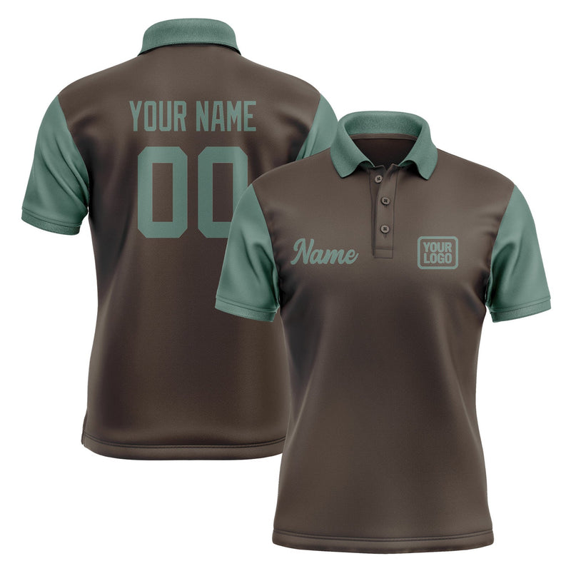 Custom Brown Blue Green Short-Sleeve Polo Shirt PO012727B127