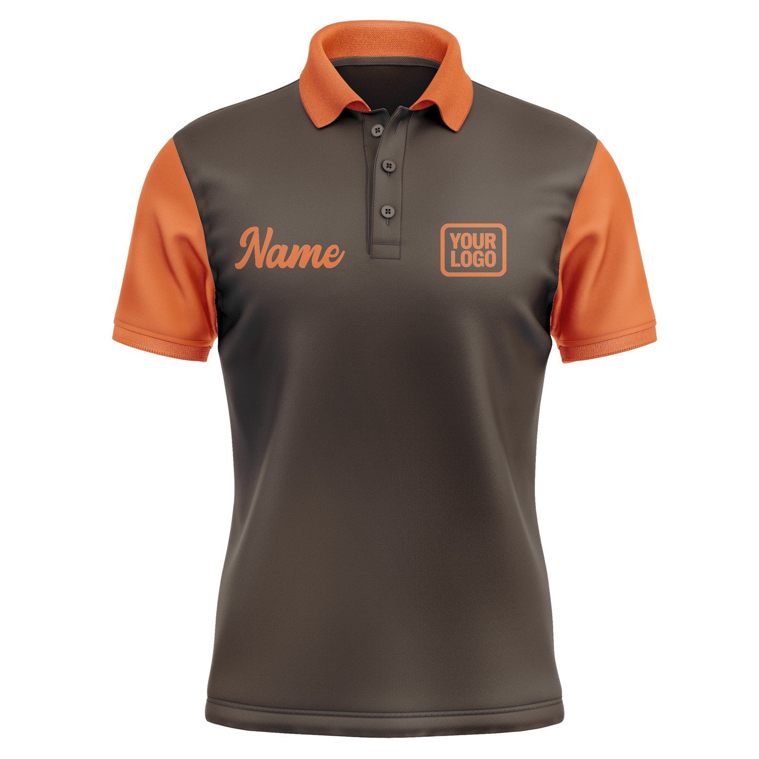 Custom Brown Orange Short-Sleeve Polo Shirt PO012828B128