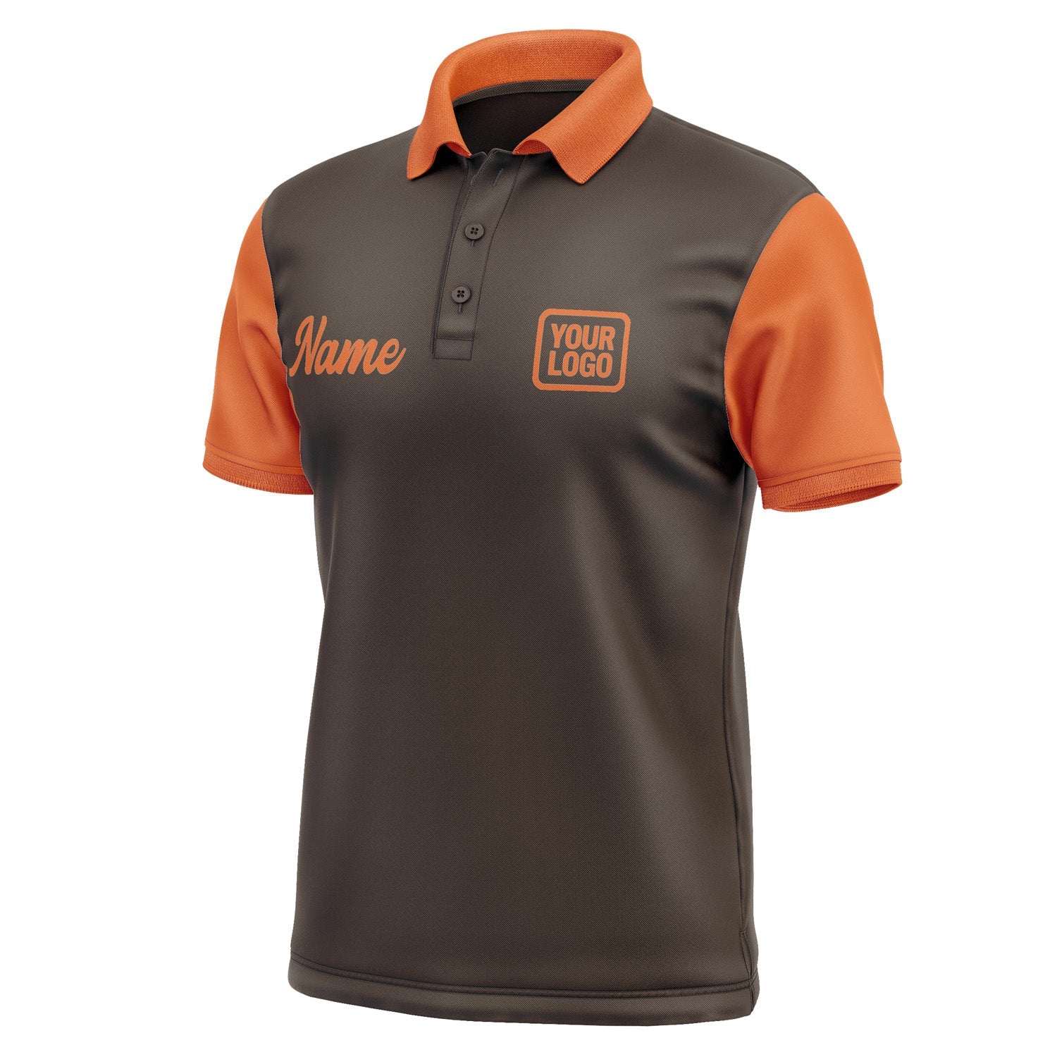 Custom Brown Orange Short-Sleeve Polo Shirt PO012828B128