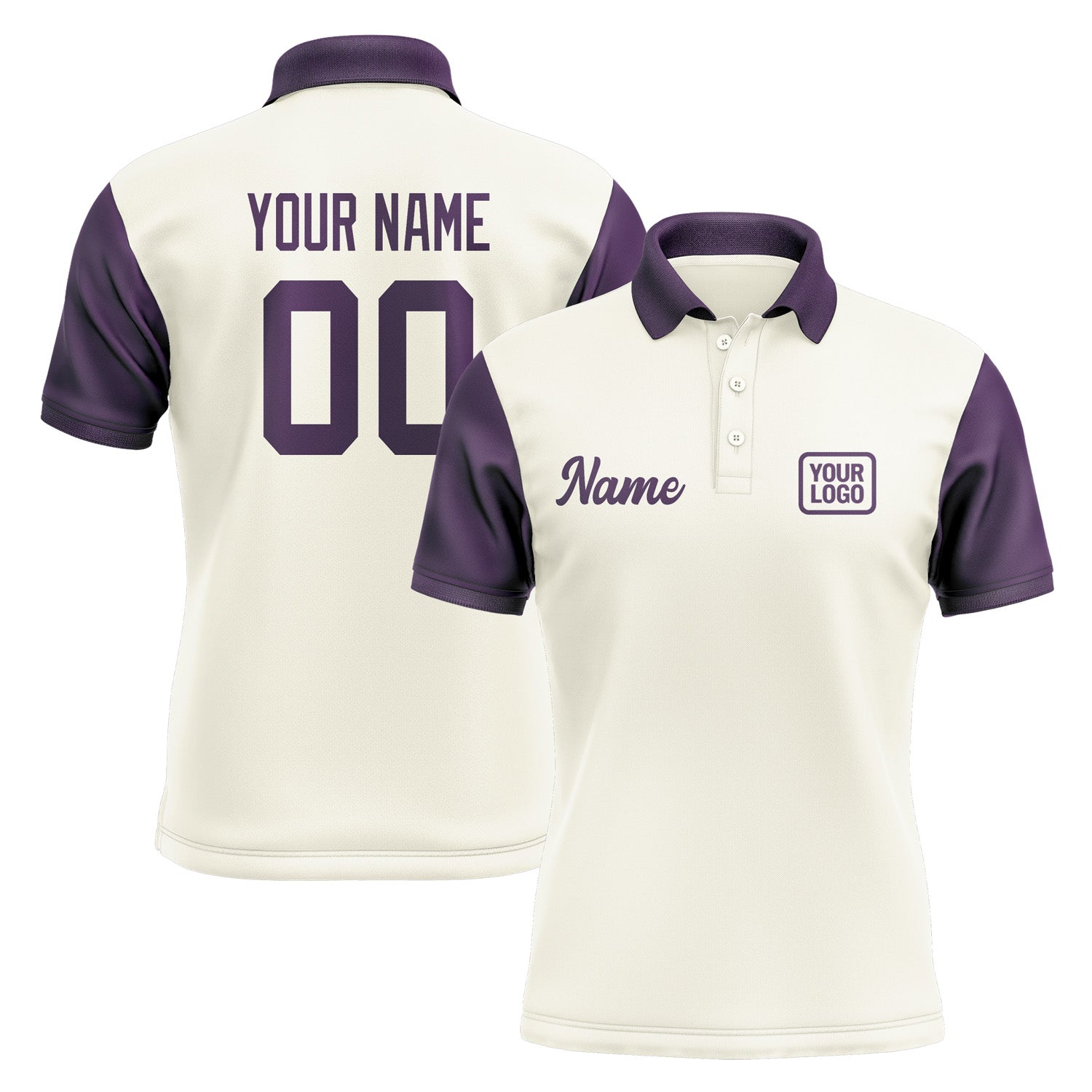 Custom Cream Purple Short-Sleeve Polo Shirt PO030707B107