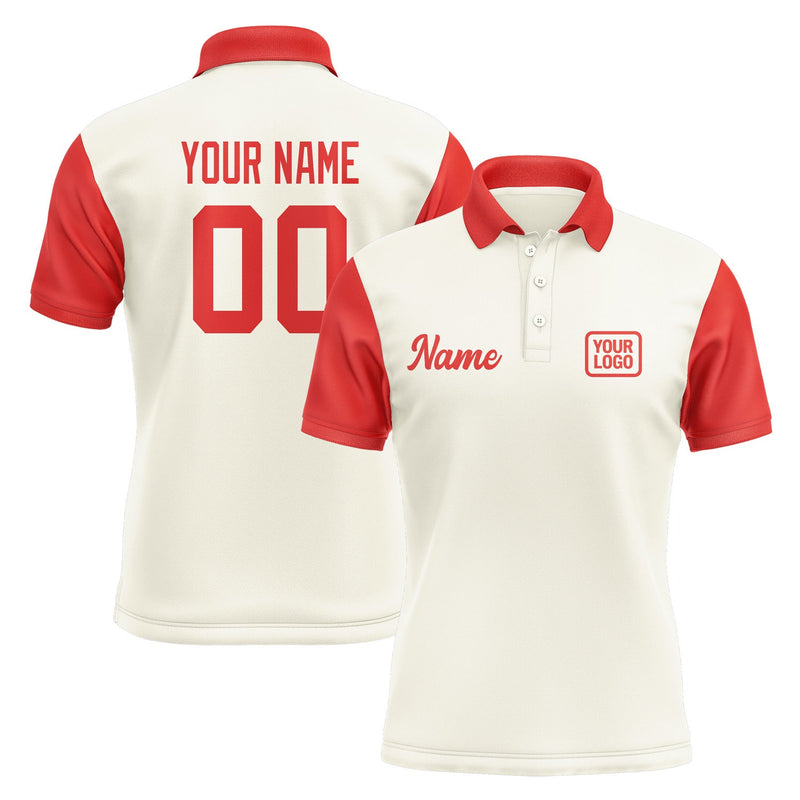 Custom Cream Orange Red Short-Sleeve Polo Shirt PO031212B112