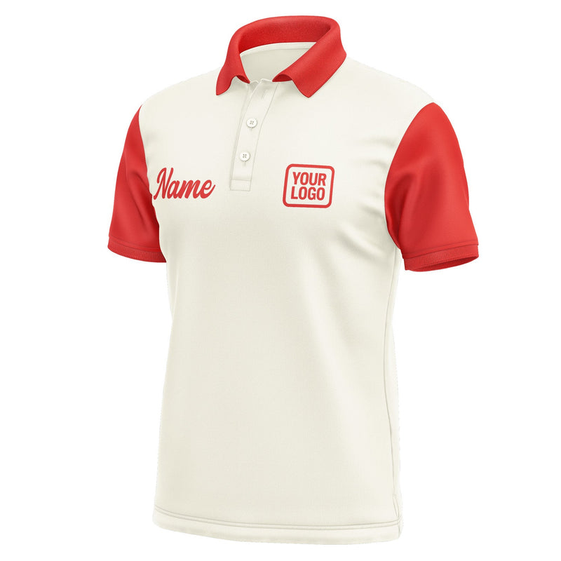 Custom Cream Orange Red Short-Sleeve Polo Shirt PO031212B112