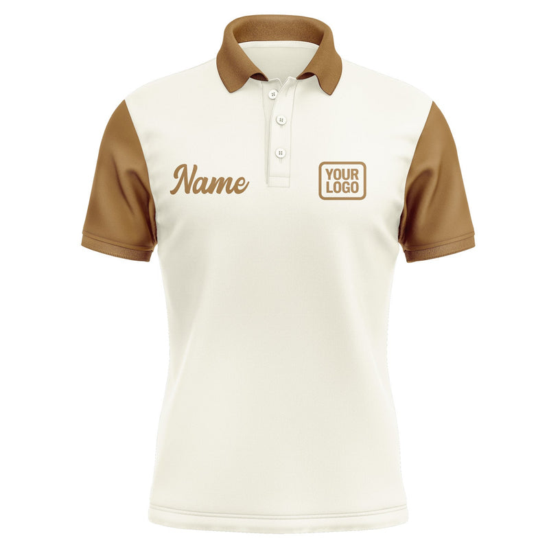 Custom Cream Khaki Short-Sleeve Polo Shirt PO032222B122