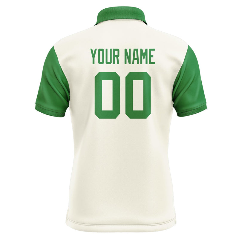 Custom Cream Emerald Green Short-Sleeve Polo Shirt PO032424B124