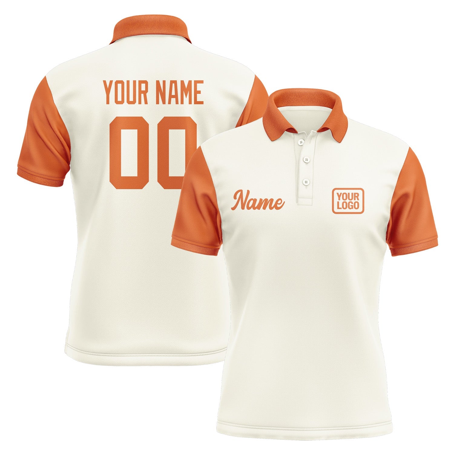 Custom Cream Orange Short-Sleeve Polo Shirt PO032828B128