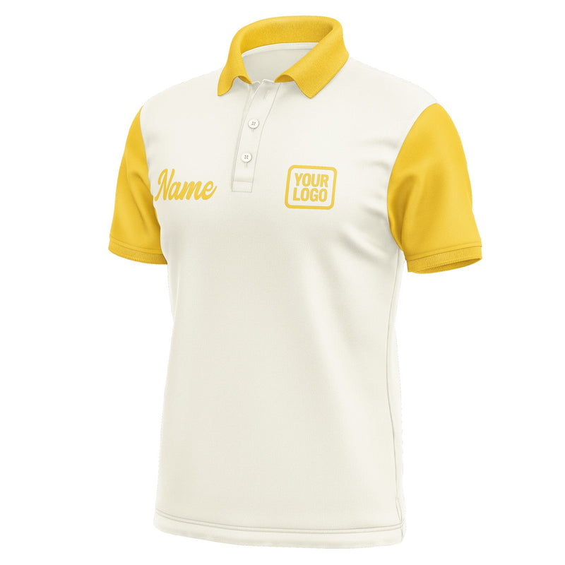 Custom Cream Gold Short-Sleeve Polo Shirt PO033030B130