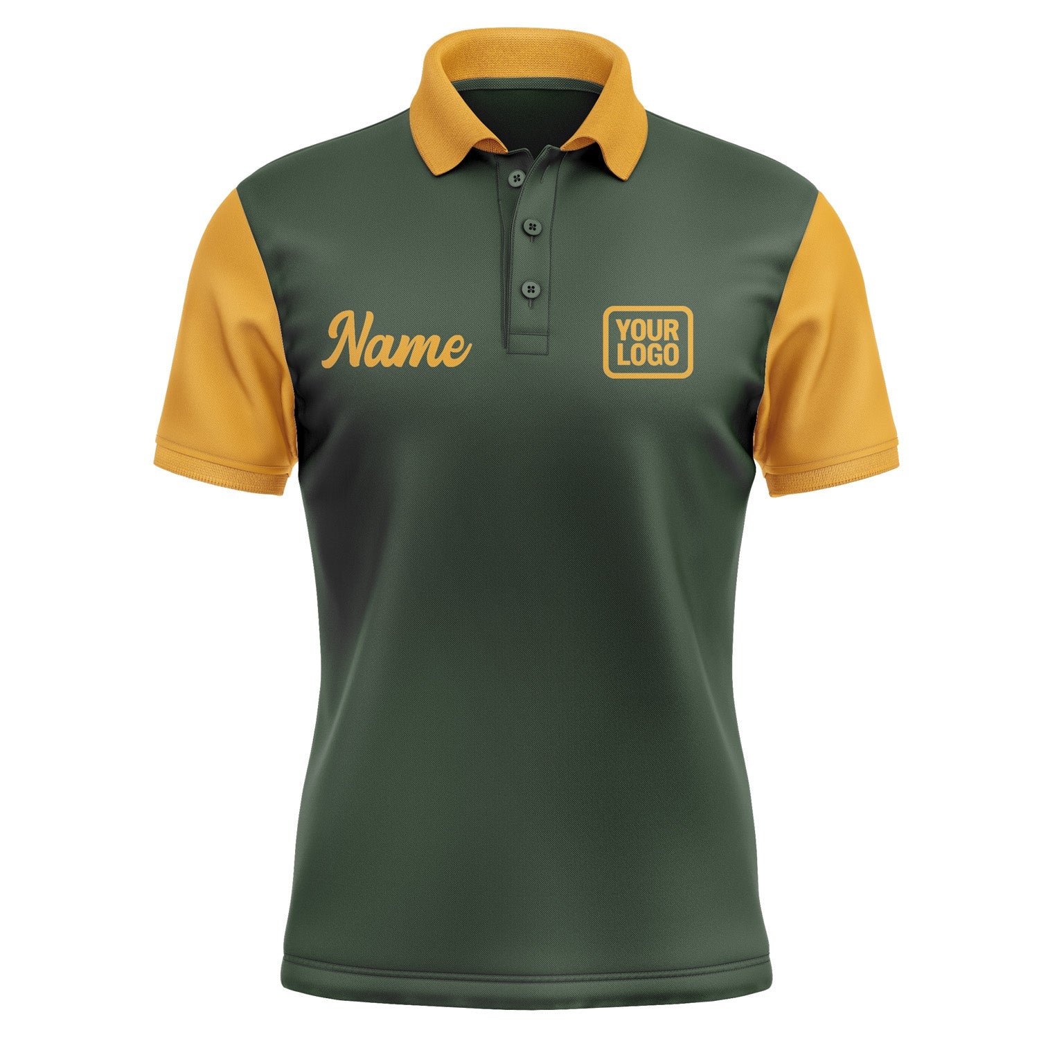 Custom Dark Green Yellow Short-Sleeve Polo Shirt PO061919B119