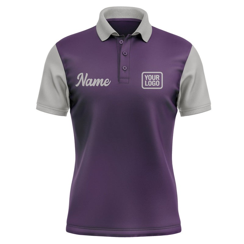 Custom Purple Gray Short-Sleeve Polo Shirt PO070404B104