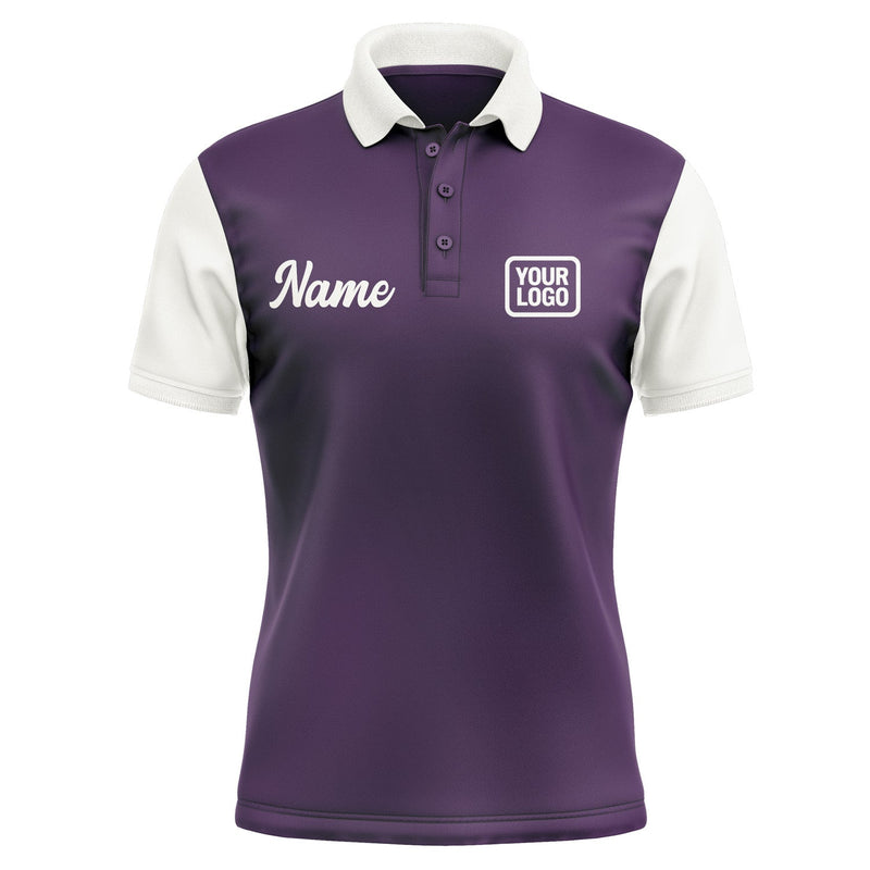 Custom Purple White Short-Sleeve Polo Shirt PO071818B118