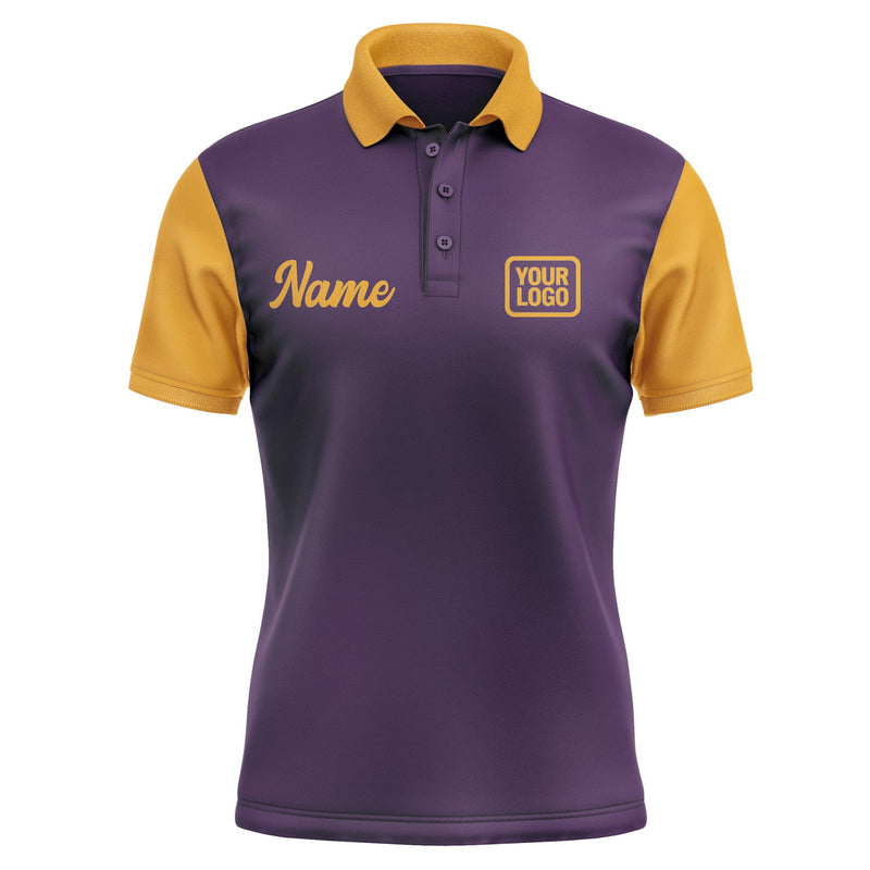 Custom Purple Yellow Short-Sleeve Polo Shirt PO071919B119