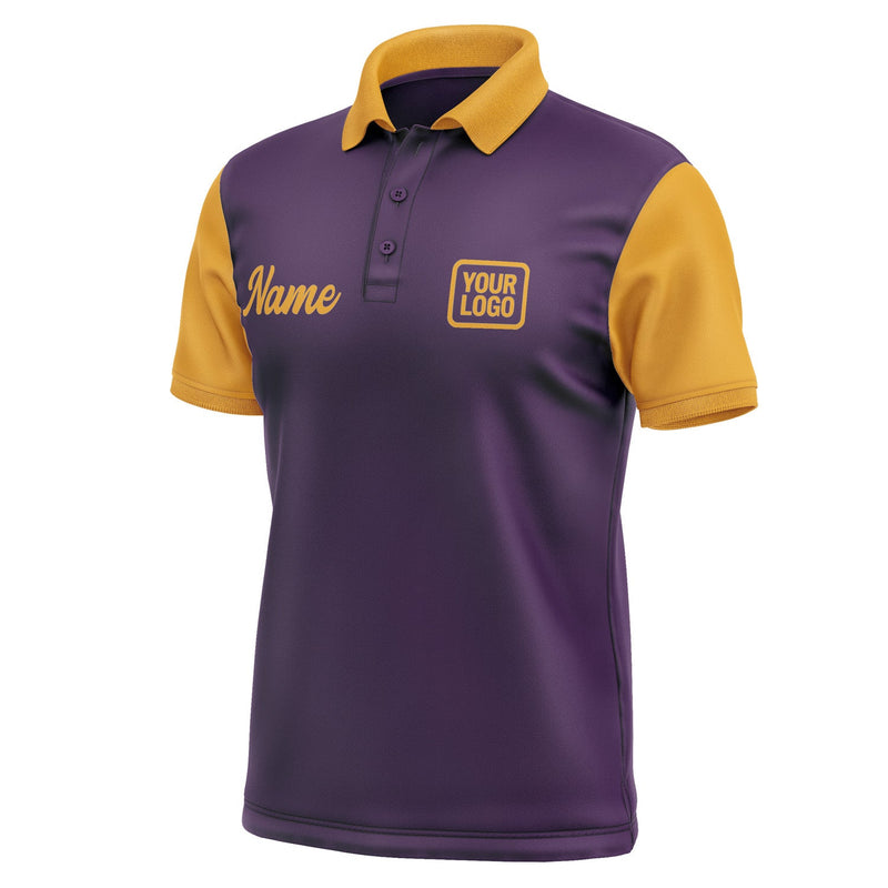 Custom Purple Yellow Short-Sleeve Polo Shirt PO071919B119