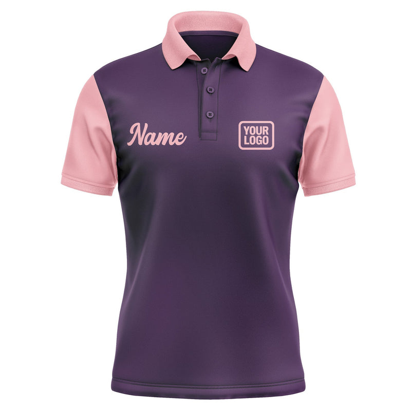 Custom Purple Light Pink Short-Sleeve Polo Shirt PO072121B121