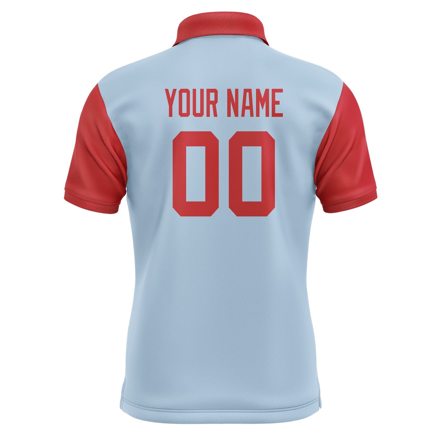 Custom Light Blue Red Short-Sleeve Polo Shirt PO081414B114