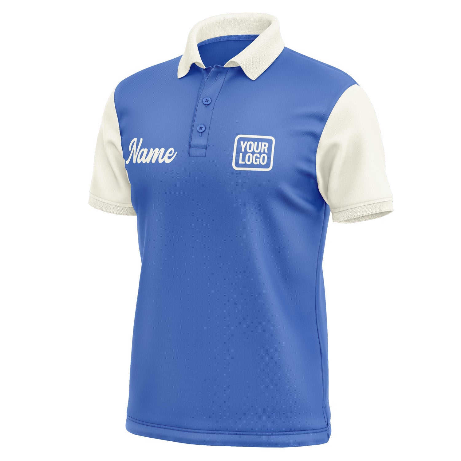 Custom Sky Blue Cream Short-Sleeve Polo Shirt PO090303B103