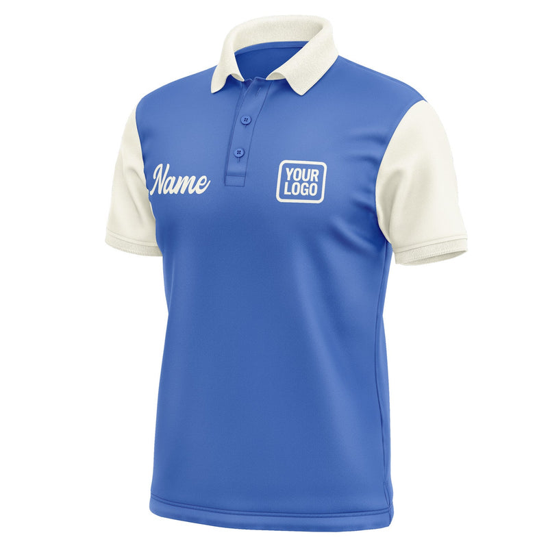 Custom Sky Blue Cream Short-Sleeve Polo Shirt PO090303B103