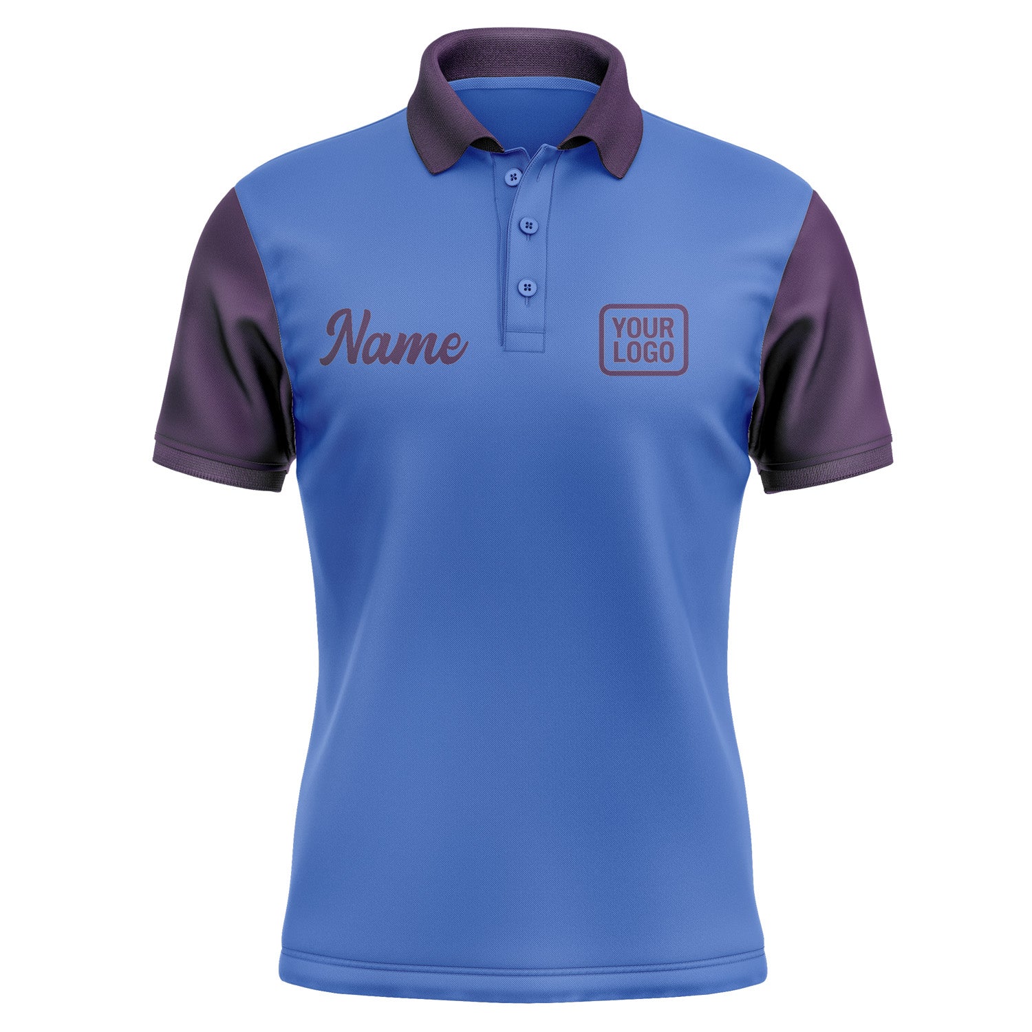 Custom Sky Blue Purple Short-Sleeve Polo Shirt PO090707B107
