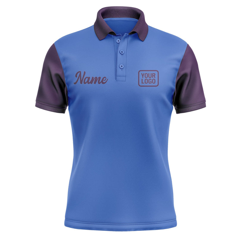 Custom Sky Blue Purple Short-Sleeve Polo Shirt PO090707B107