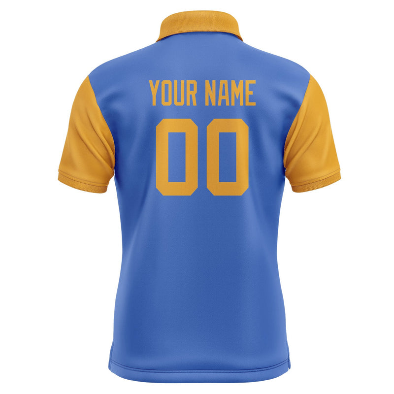 Custom Sky Blue Yellow Short-Sleeve Polo Shirt PO091919B119