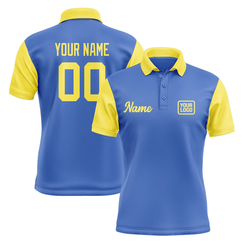 Custom Sky Blue Light Yellow Short-Sleeve Polo Shirt PO092626B126