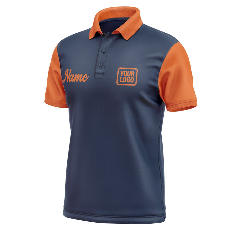 Custom Blue Orange Short-Sleeve Polo Shirt PO102828B128