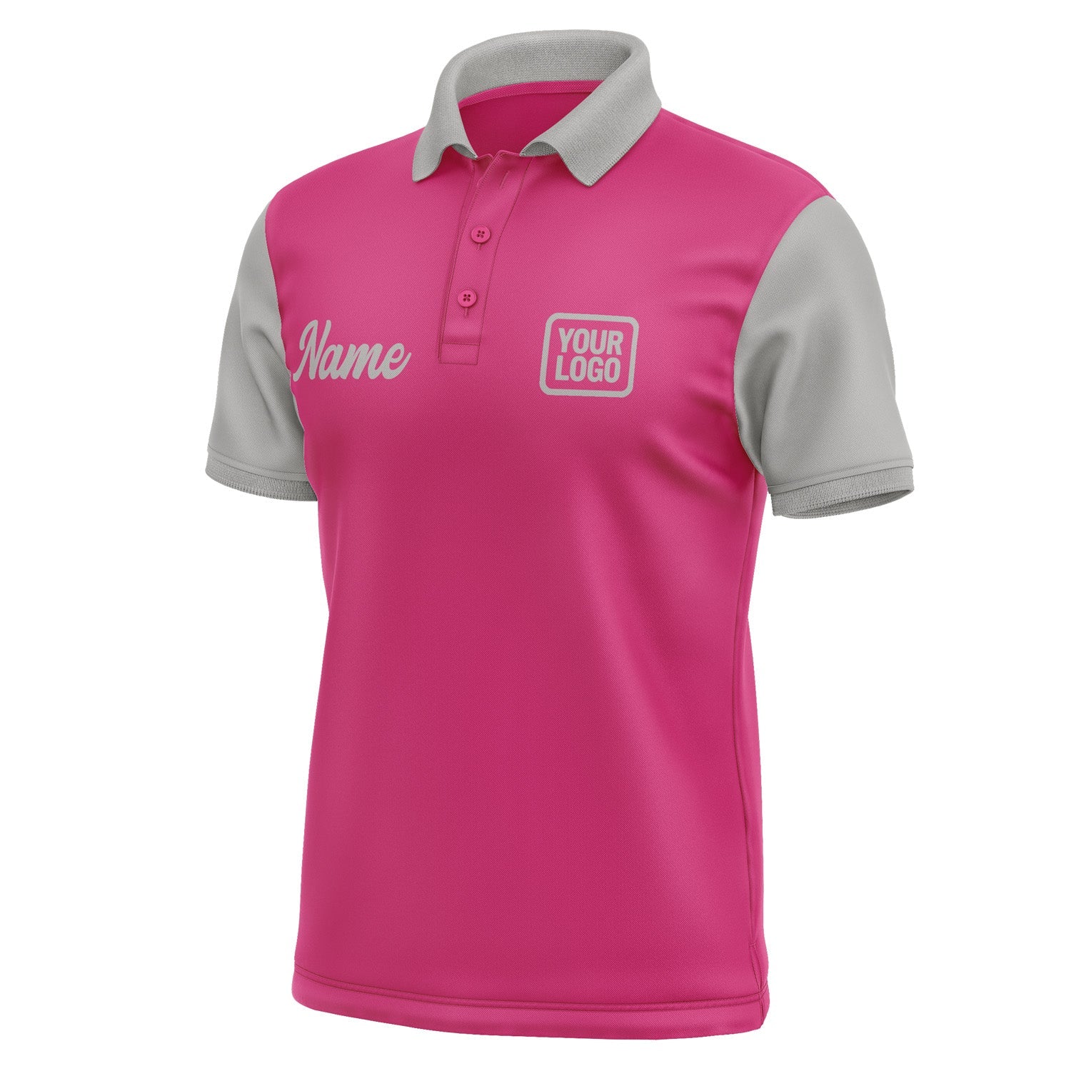 Custom Pink Gray Short-Sleeve Polo Shirt PO130404B104
