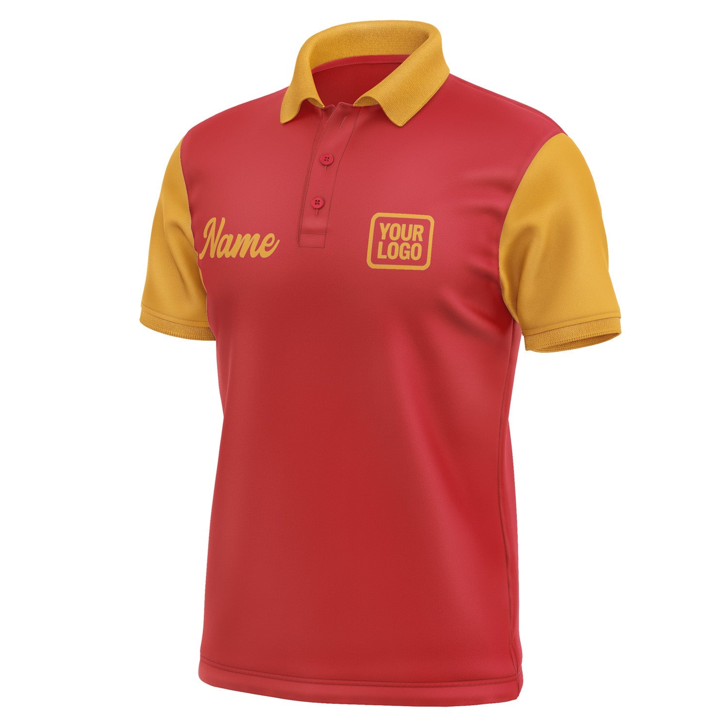 Custom Red Yellow Short-Sleeve Polo Shirt PO141919B119