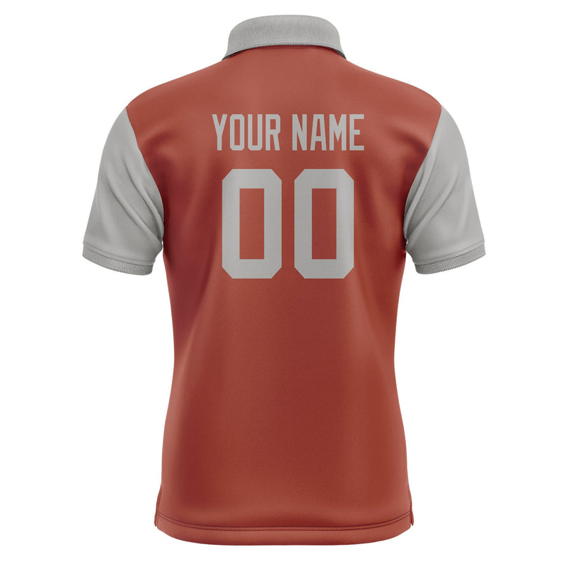 Custom Coral Red Gray Short-Sleeve Polo Shirt PO160404B104